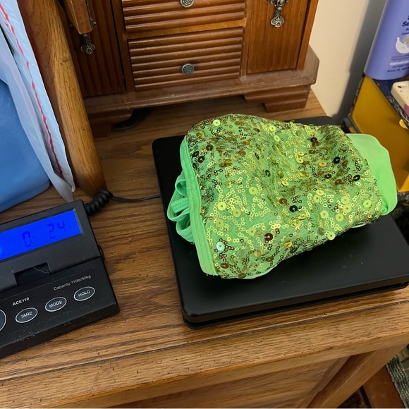 Ferreira Dance Sequin Crop Top w/ Tie Strap Detail Size Small Adult Green - Picture 10 of 10